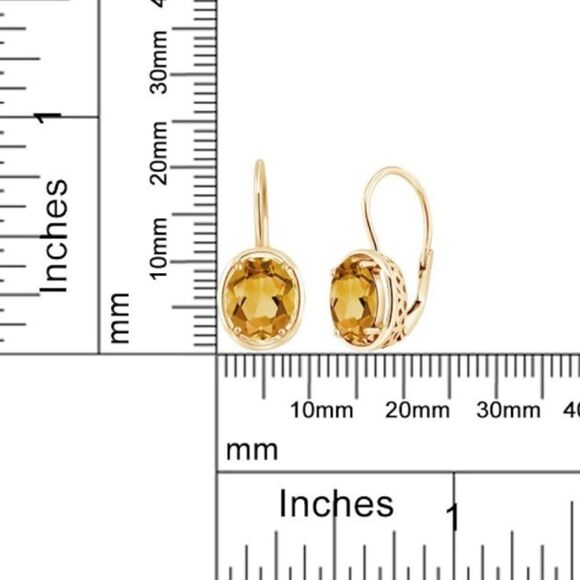 Leverback Natural Citrine Dangle/Drop Earring Fine Earrings  18K Yellow Gold 925 with 3.00 Cttw Madeira Citrine Oval Leverback Drop Earrings